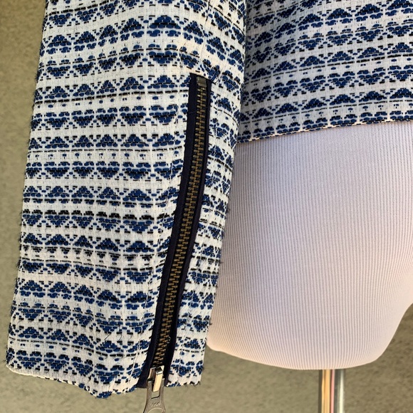 J. Crew Navy & White Woven Jacket Zip-Up Small - Picture 7 of 8